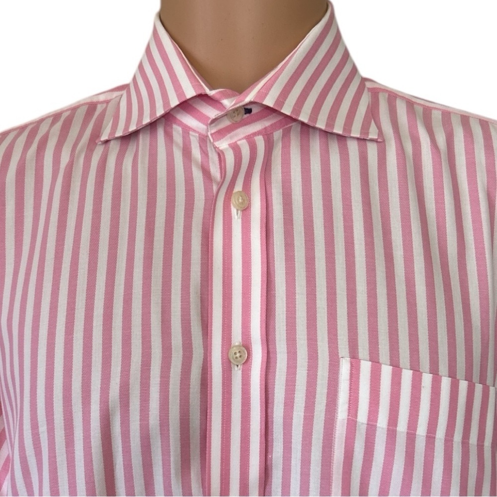 Seaward And Stearn London Long Sleeve Button Down Dress Shirt Pink White… - Picture 2 of 7